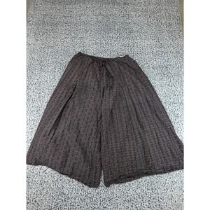 Good Earth Bulbul Wide Leg Pants Womens M/L Black Red Silk Cotton Ikat Boho